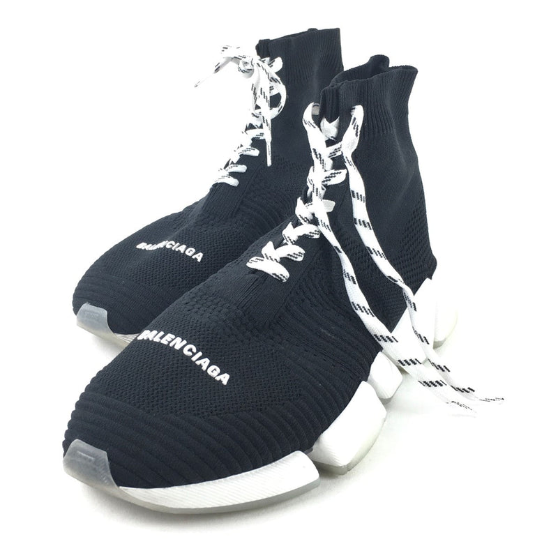 BALENCIAGA WOMEN'S SPEED 2.0 LACE-UP SNEAKER IN BLACK/WHITE SIZE 9