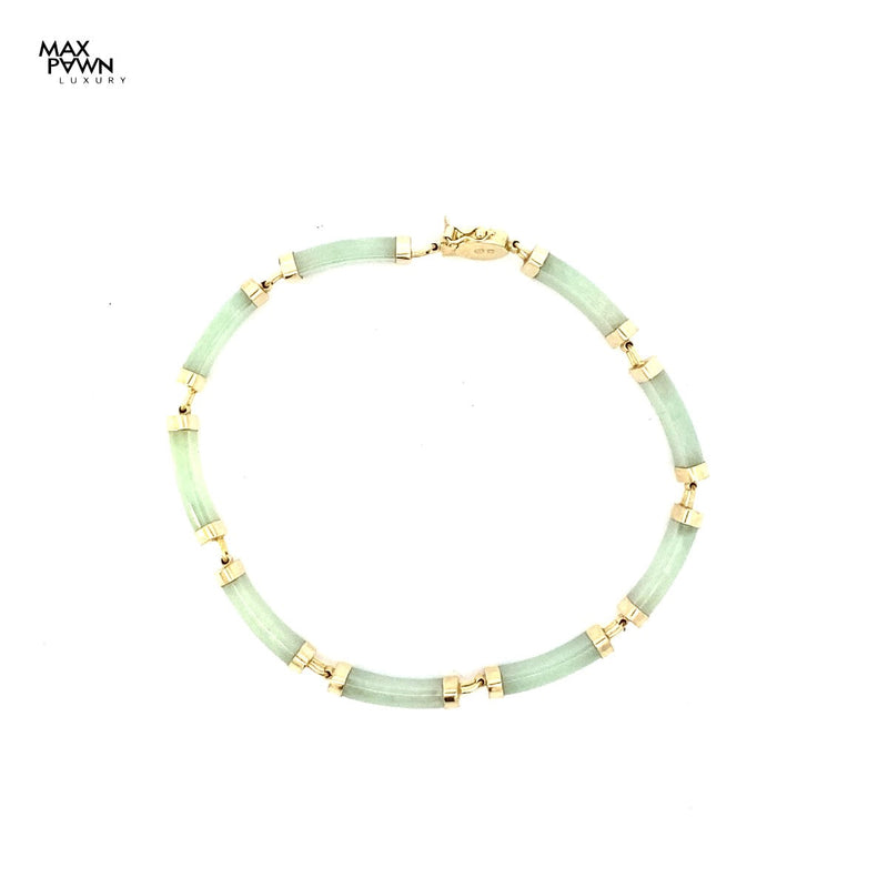 Jade Gold-Stone Bracelet 10K Yellow Gold 11.89g