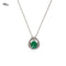 DIAMOND & EMERALD NECKLACE 1.24G 14K-W/G, 1-PEAR CUT EMERALD 0.27CTW, 21-ROUND B