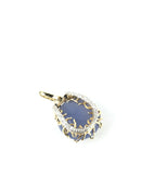 Blue Stone 8 Diamonds .24 Carat T.W. 748 Yellow Gold 4g