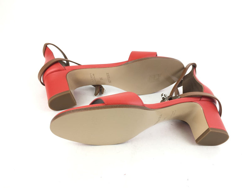 HERMÈS MANEAGE LEATHER CALFSKIN SANDALS RED