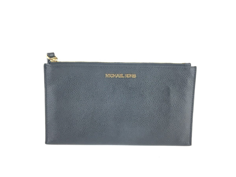 MICHAEL KORS BLACK PEBBLE LEATHER WRISTLET,  MEASUREMENTS: 10"L X 5.5" X 1/8"W,