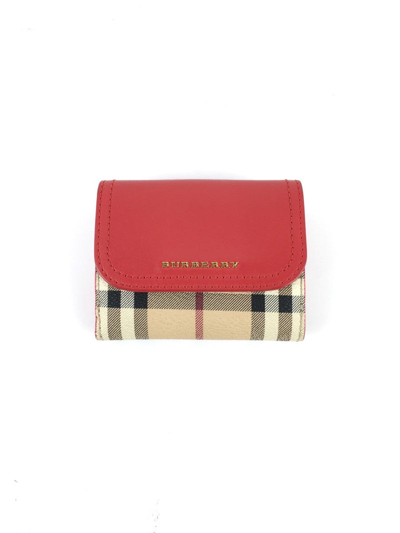 BURBERRY LUNA HOUSE CHECK & DERBY WALLET RED