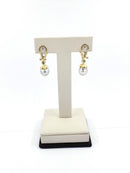 Pearl Diamond Earrings 40 Diamonds 2.00 Carat T.W. 18K White Gold