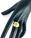 Peridot Diamond Ring 4 Diamonds .04 Carat T.W. 14K Yellow Gold