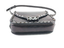 VALENTINO ROCKSTUD SPIKE NOIR CRINKLE LOCK SADDLE CROSSBODY