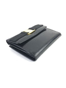 SALVATORE FERRAGAMO VINTAGE LEATHER TRIFOLD WALLET BLACK