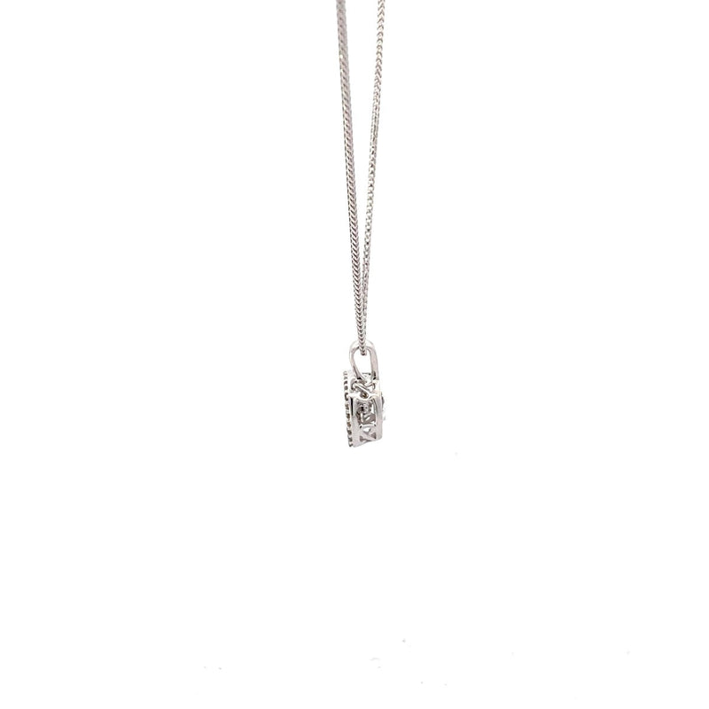 DIAMOND NECKLACE 4.68G 573-W/G, 1-PRINCESS CUT DIAMOND 0.20CTW, 22-ROUND BRILLIA