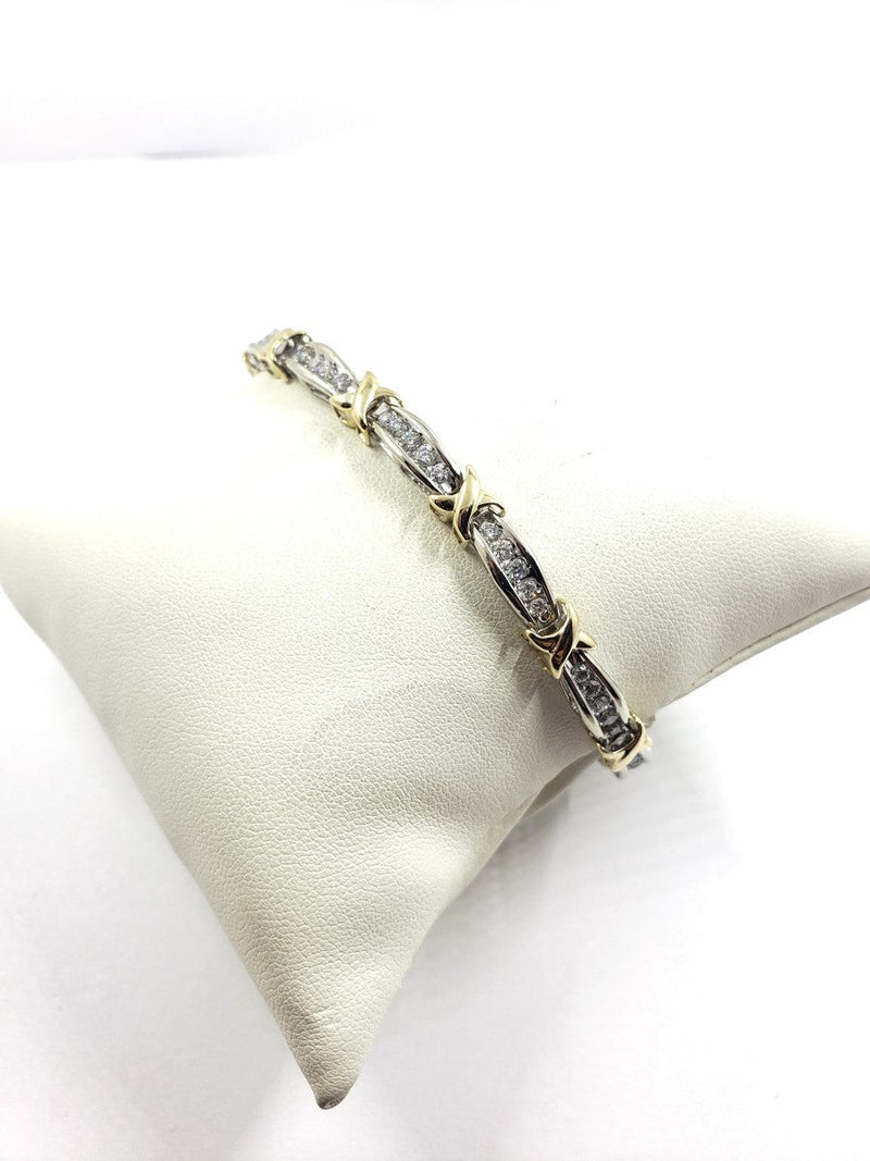 Diamond Bracelet 60 Diamonds 2.40 Carat T.W. 10K Yellow Gold 14.9g