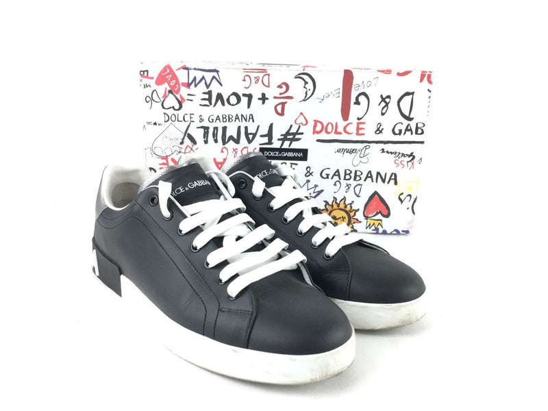 DOLCE & GABBANA CALFSKIN NAPPA PORTOFINO SNEAKERS BLACK