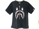 A BATHING APE BLACK SHARK GRAPHIC PRINT T-SHIRT BLACK/GREY