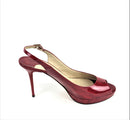 JIMMY CHOO PATENT LEATHER CLUE PEEP TOE SLINGBACK HEELS