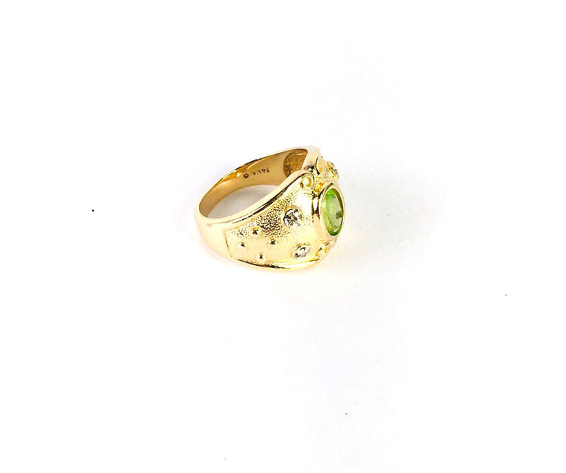 Peridot Diamond Ring 4 Diamonds .04 Carat T.W. 14K Yellow Gold