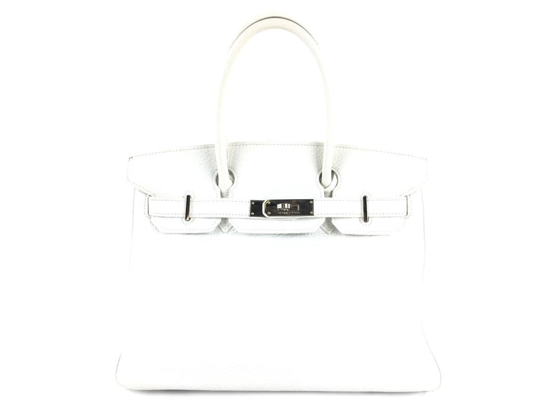 HERMÈS CLEMENCE BIRKIN 30 HANDBAG WHITE PHW