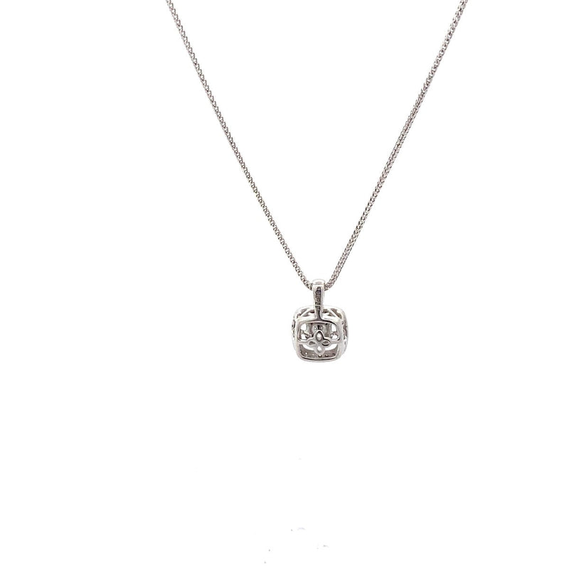 DIAMOND NECKLACE 4.68G 573-W/G, 1-PRINCESS CUT DIAMOND 0.20CTW, 22-ROUND BRILLIA