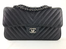 Chanel Chevron Caviar Leather Double Flap Bag (WEZX) 8621