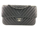 Chanel Chevron Caviar Leather Double Flap Bag (WEZX) 8621