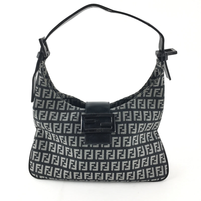 Fendi Grey/Black Zucca Canvas Shoulder Bag (LRZ) 2877