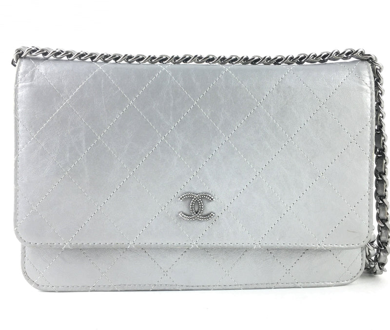 Chanel Aged Calfskin Quilted Woc Metallic Silver (L5ZX) 2837