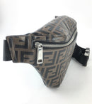 Fendi FF Embossed Leather Tobacco Black Belt Bag (LWZX) 0936