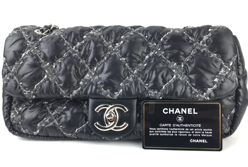 Chanel Nylon Medium Flap In Black With Stitch (LRZX) 11779