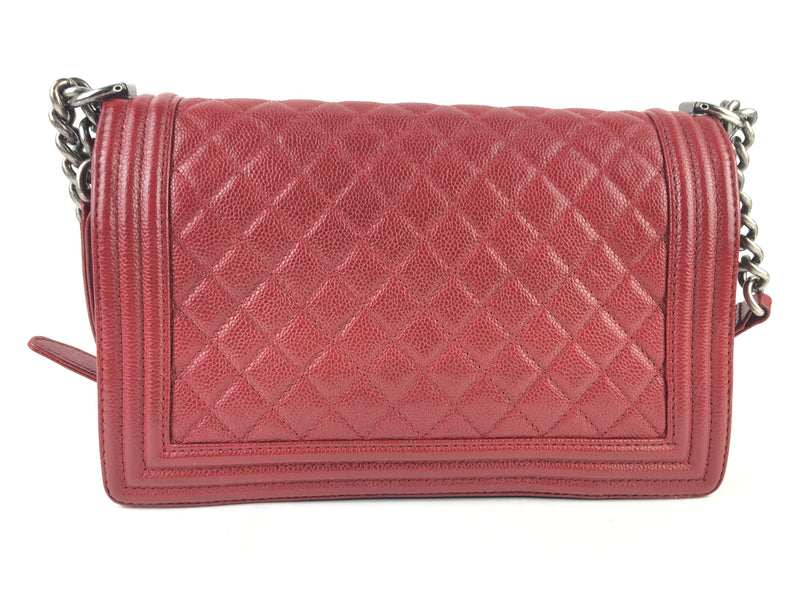 Chanel Caviar Quilted Large Boy Flap Dark Red (LCZX) 3821