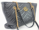 Gucci Calfskin Matelasse Medium GG Marmont Black Tote (SOR) 1289