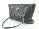 Gucci Calfskin Matelasse Medium GG Marmont Black Tote (SOR) 1289