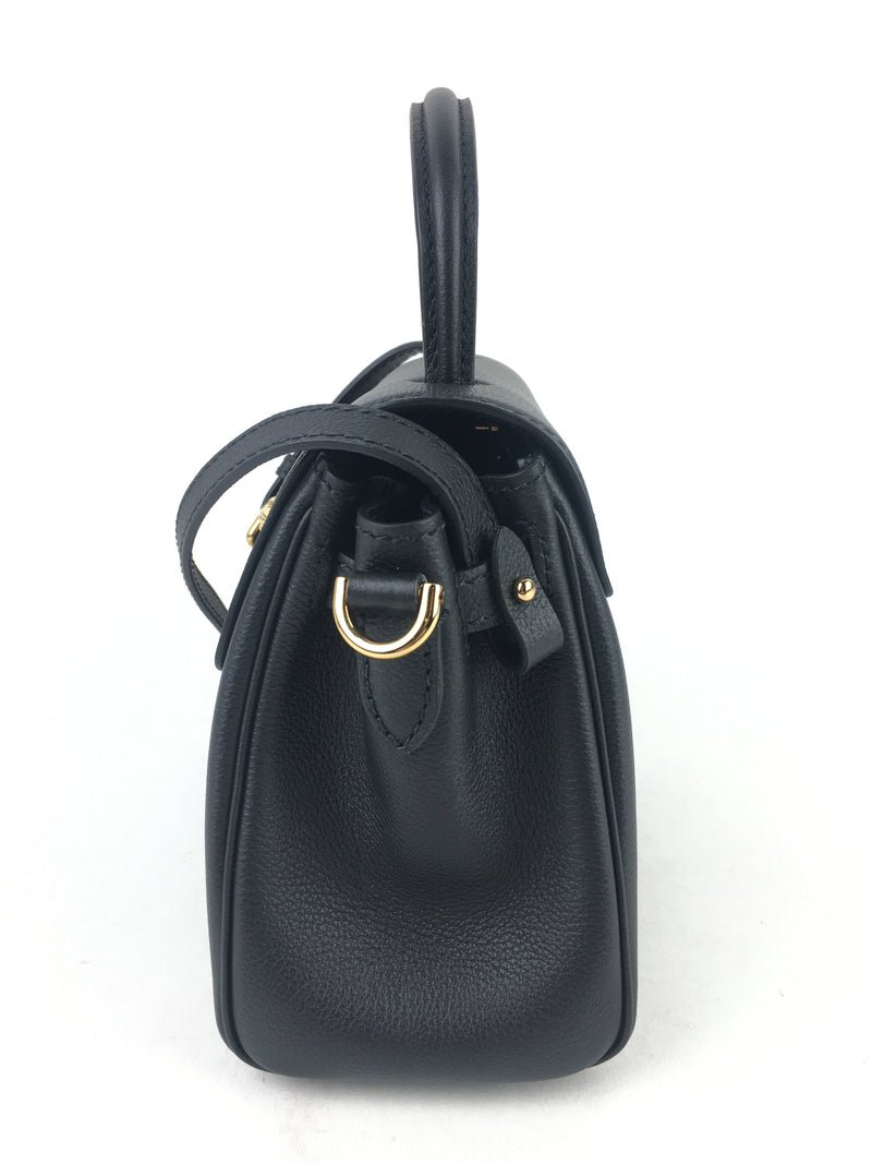 Versace Grained Calfskin Model LA Medusa Small Black Leather Shoulder Handbag (CZX) 3445