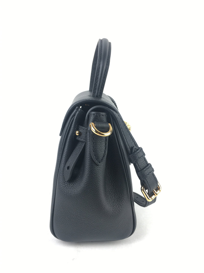 Versace Grained Calfskin Model LA Medusa Small Black Leather Shoulder Handbag (CZX) 3445