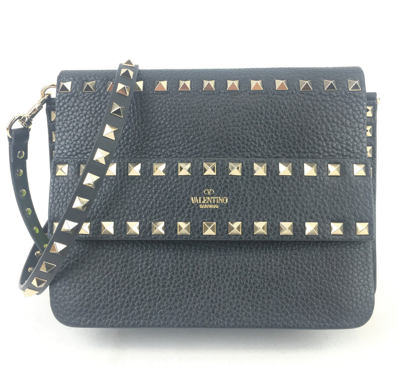 Valentino Gold Studded Black Crossbody Bag (PZX) 0221