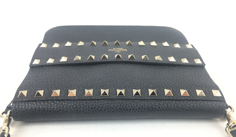 Valentino Gold Studded Black Crossbody Bag (PZX) 0221