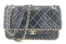 Chanel Quilted Lambskin Running Chain Flap Shoulder Black Bag (ORZX) 6271