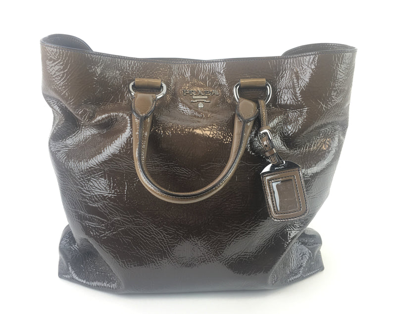 Prada Vitello Shine Brown Tote (LOZ) 9992