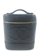 Chanel Vintage Caviar Black Leather Cosmetic Vanity Bag (WZX) 385