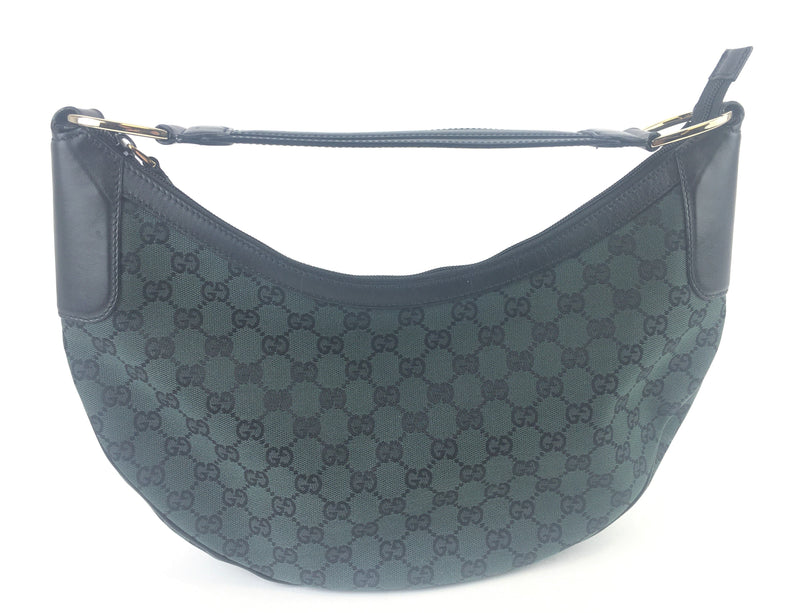 Gucci Half Moon Dark Green Canvas Hobo (LRZ) 4741