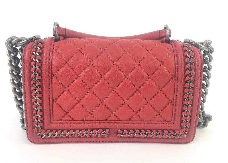 Chanel Coco Red Caviar Top Handle Cross Small Boy Bag (WRZX) 1005