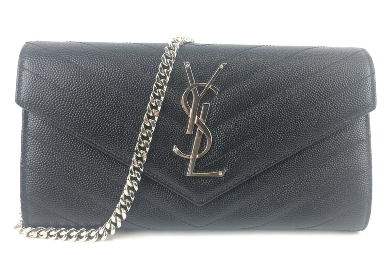 Yves Saint Laurent Grain De Poudre Black Wallet On Chain (RZX) 0265