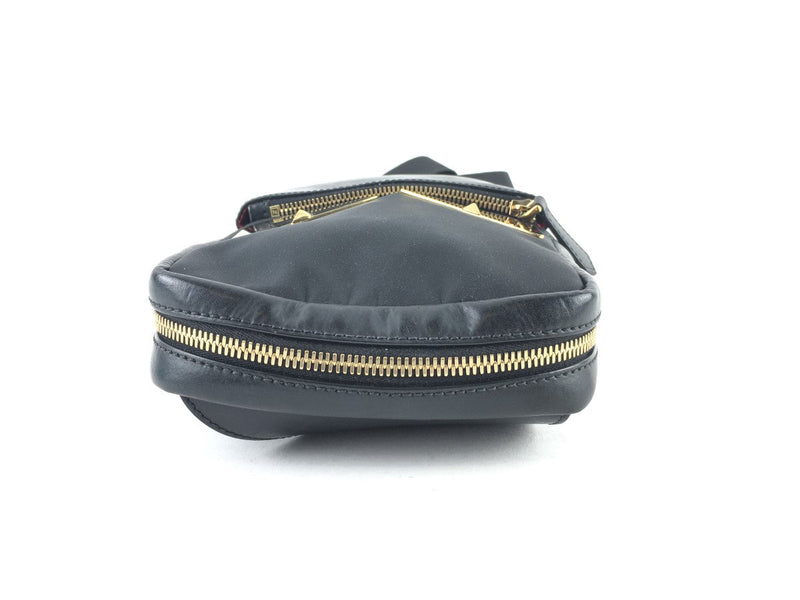 FENDI NYLON/LEATHER VITELLO MONSTER EYES SLING BAG BLACK