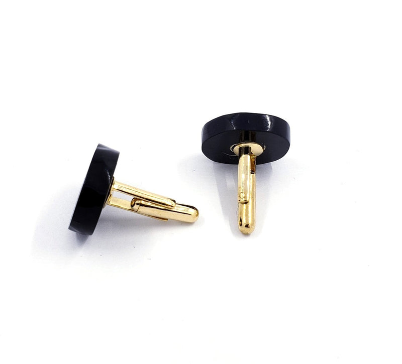 Black Onyx-Diamond Cuff Links 2 Diamonds .20 Carat T.W.