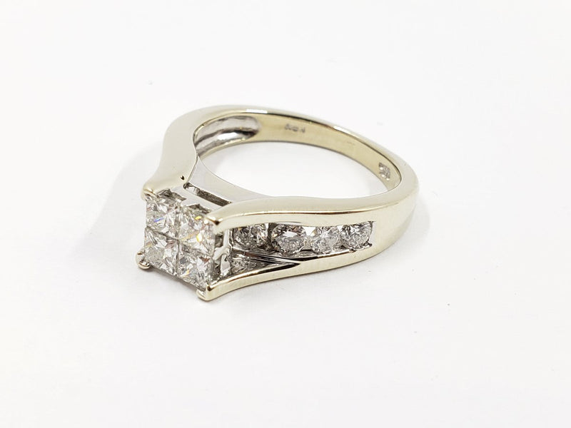 Diamond Engagement Ring 13 Diamonds 1.45 Carat T.W. 14K White Gold 5.91g