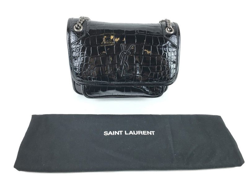 YVES SAINT LAURENT NIKI BABY CHAIN BAG IN CROCODILE-EMBOSSED LEATHER