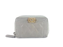 CHANEL CAVIAR QUILTED BOY ZIP AROUND COIN PURSE MINI WALLET