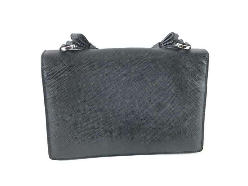 SALVATORE FERRAGAMO MINI LEATHER SHOULDER BAG BLACK