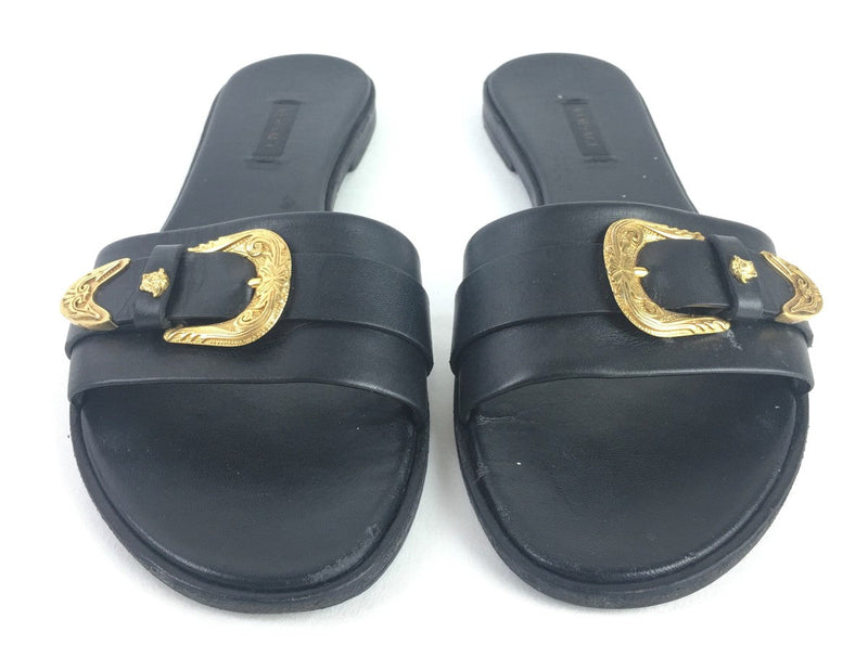 VERSACE MEDUSA WESTERN SANDALS BLACK SIZE 38 (US 8)