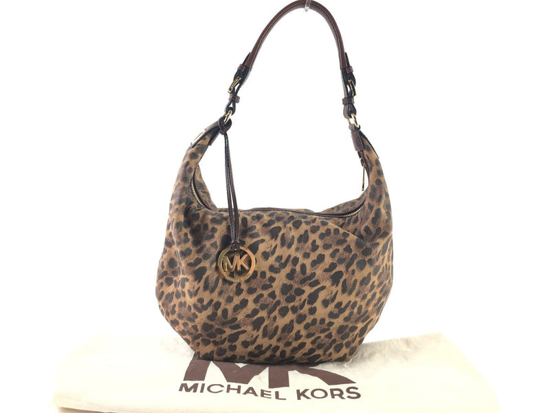 MICHAEL KORS LEOPARD PRINT HOBO SHOULDER BAG