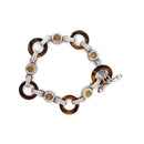 Judith Ripka Tiger Eye and Citrine Bracelet 925 Silver 26.4g