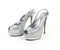 GIUSEPPE ZANOTTI SILVER SHARON CRYSTAL SLINGBACK PEEP TOE PLATFORM HEELS