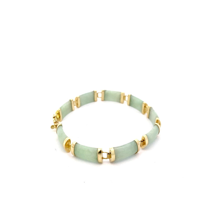 Jade Gold-Stone Bracelet 10K Yellow Gold 11.89g