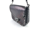 VALENTINO ROCKSTUD SPIKE NOIR CRINKLE LOCK SADDLE CROSSBODY